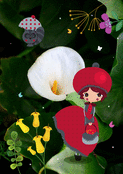 Bonjour joyeux avec un personnage color&eacute;